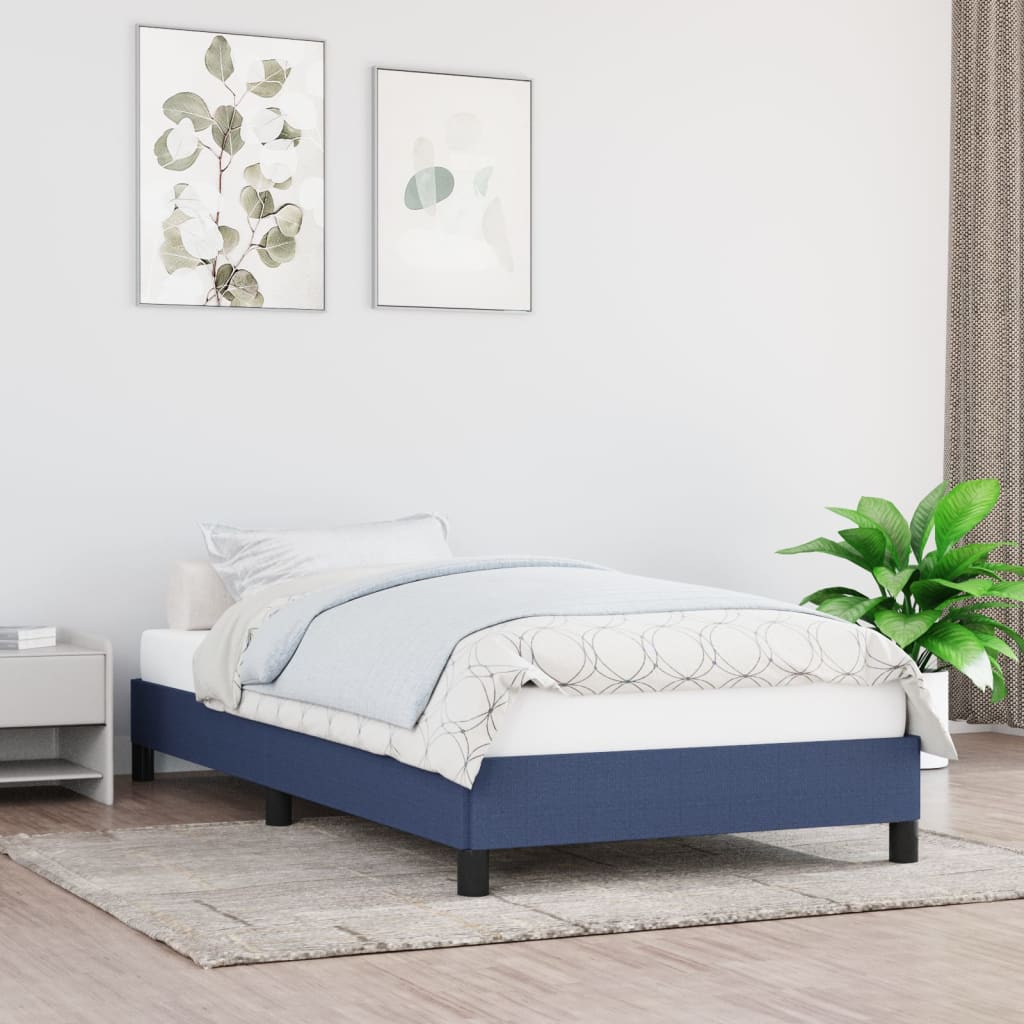 sengeramme uden madras 90x190 cm stof blå