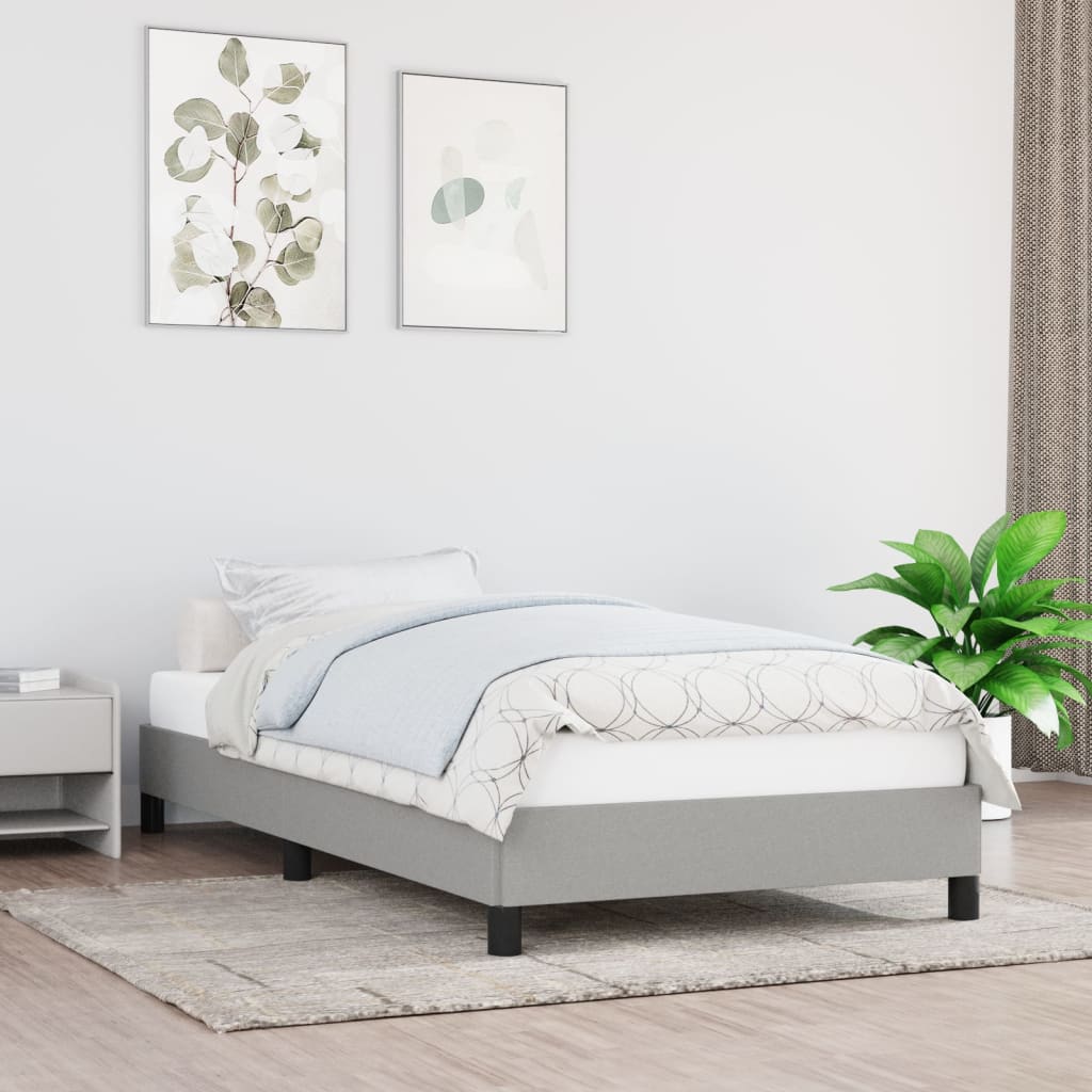 Sengeramme uden madras Lysegrå 90x200 cm Stof