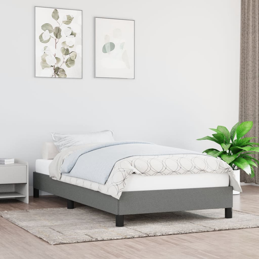 Sengeramme uden madras Mørkegrå 90x200 cm Stof