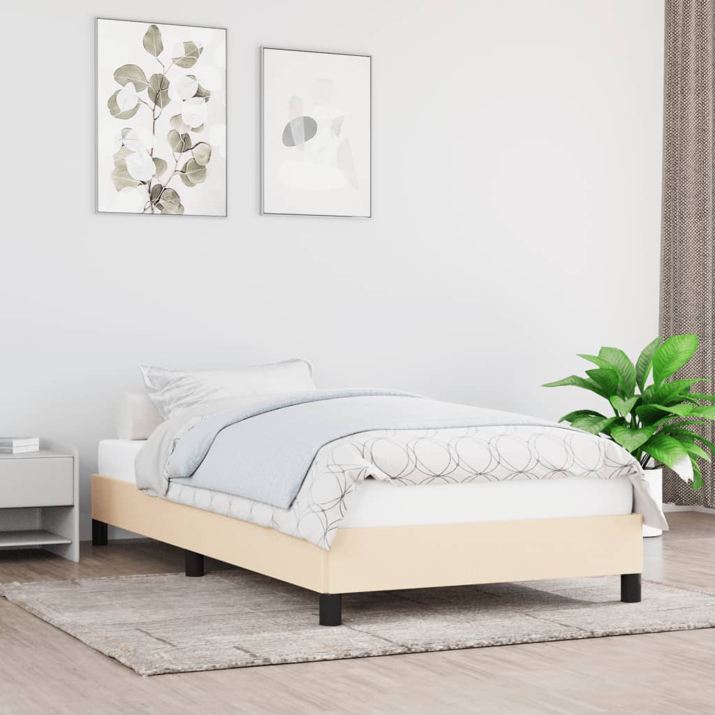 sengeramme uden madras 90x200 cm stof cremefarvet