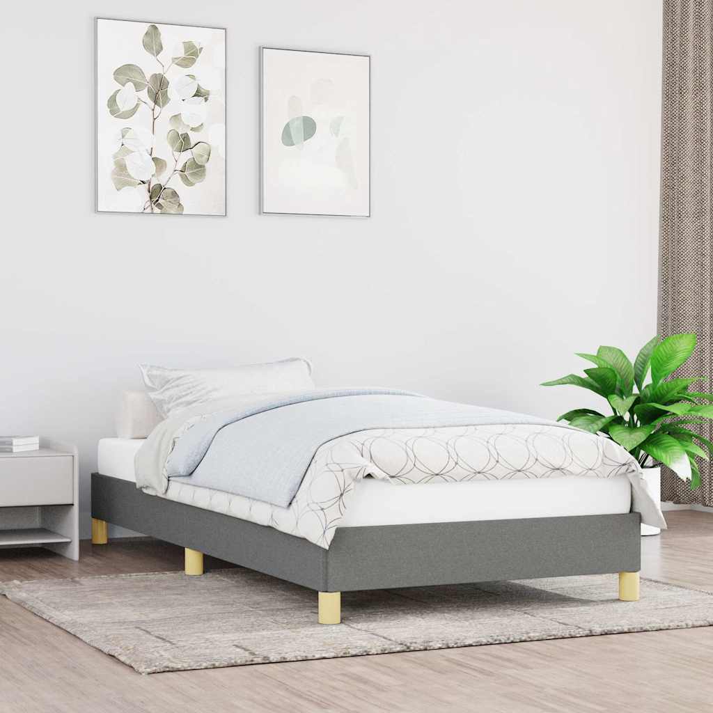 Sengeramme uden madras Mørkegrå 90x190 cm Stof