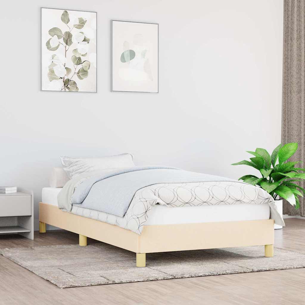 sengeramme uden madras 90x190 cm stof cremefarvet
