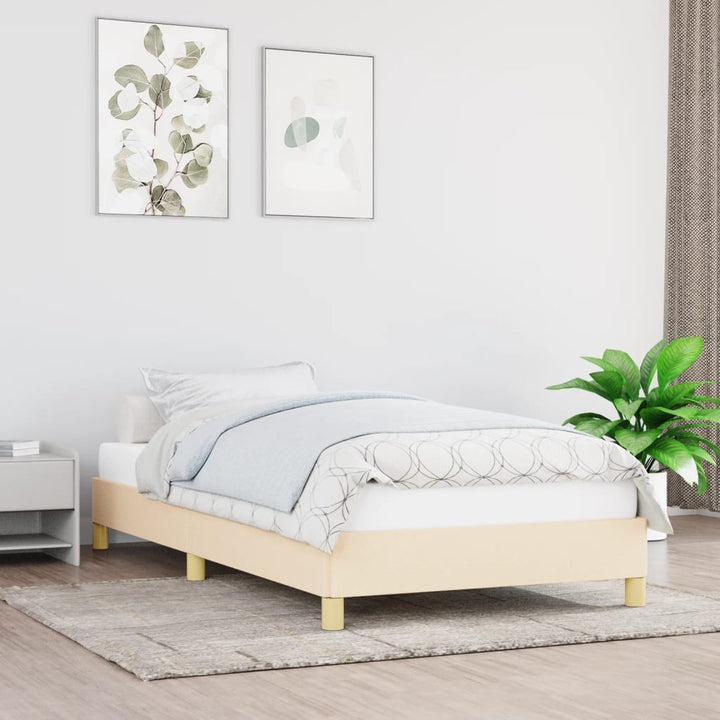 sengeramme uden madras 90x200 cm stof cremefarvet