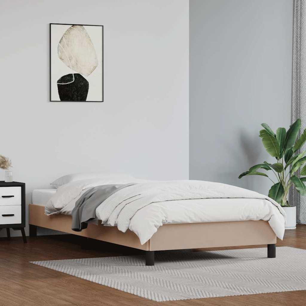sengeramme 100x200 cm kunstlæder cappuccinofarvet