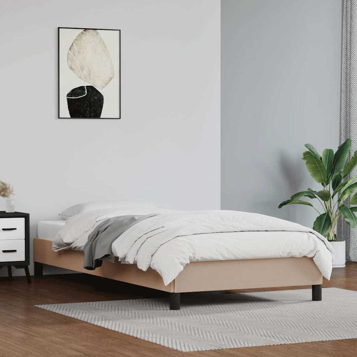 sengeramme 100x200 cm kunstlæder cappuccinofarvet