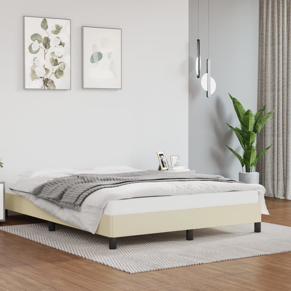 sengeramme 140x200 cm kunstlæder cremefarvet