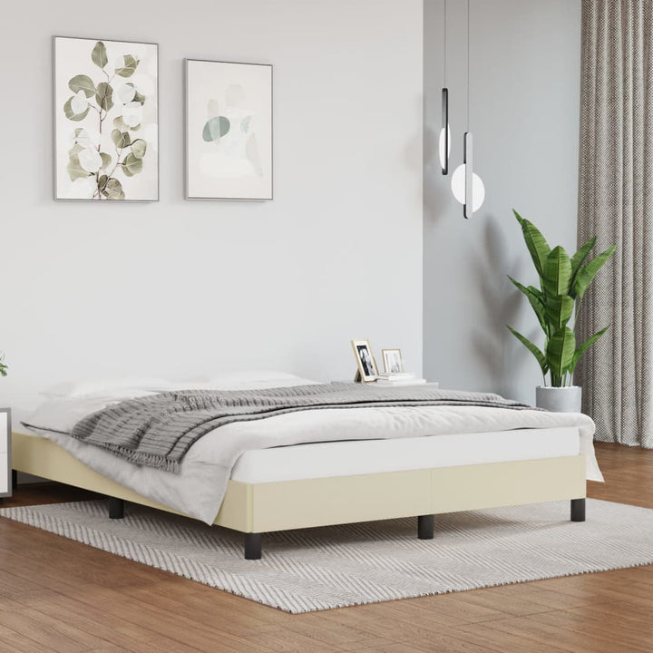 sengeramme 140x200 cm kunstlæder cremefarvet