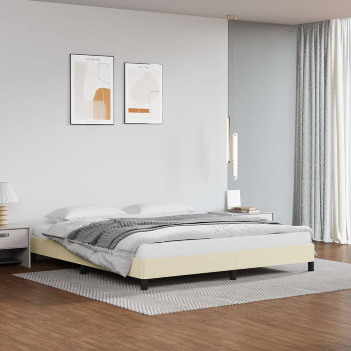 sengeramme 160x200 cm kunstlæder cremefarvet