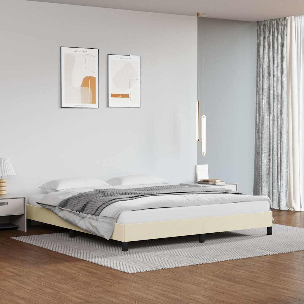 sengeramme 180x200 cm kunstlæder cremefarvet