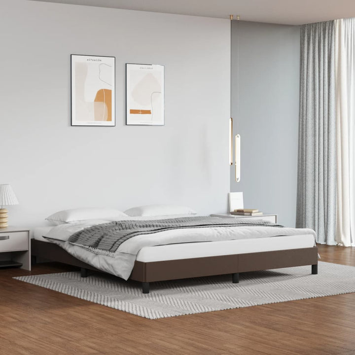 sengeramme 180x200 cm kunstlæder brun