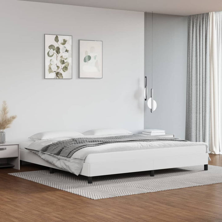 sengeramme 200x200 cm kunstlæder hvid
