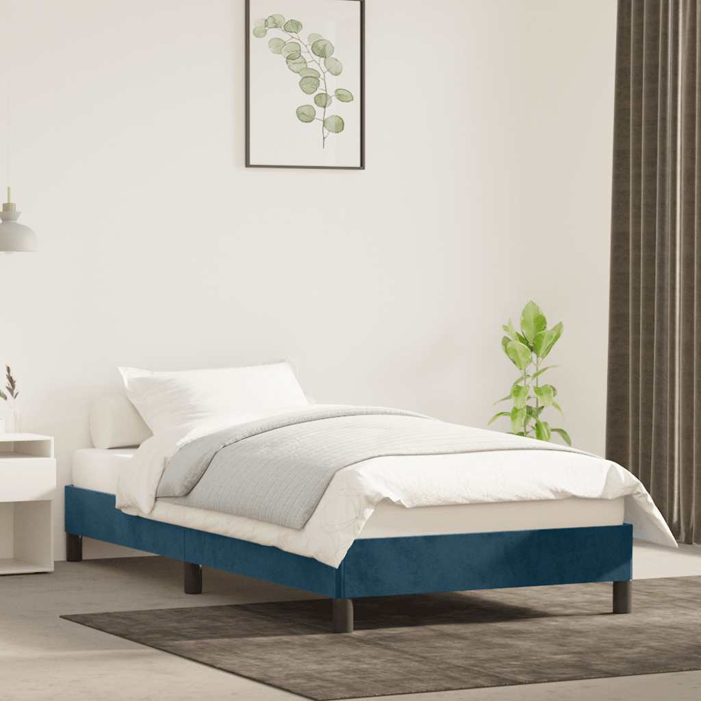 Sengeramme uden madras Mørkeblå 100x200 cm Fløjl