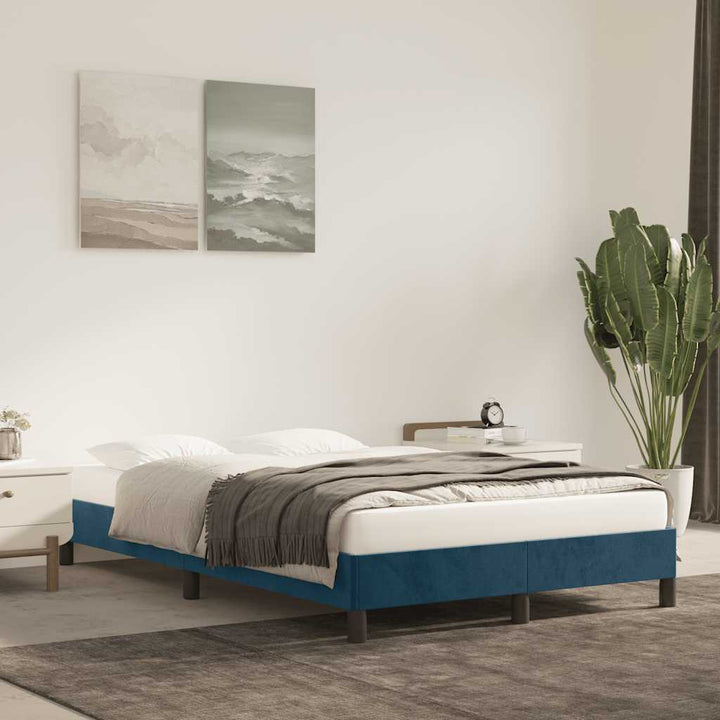 Sengeramme uden madras Mørkeblå 120x200 cm Fløjl