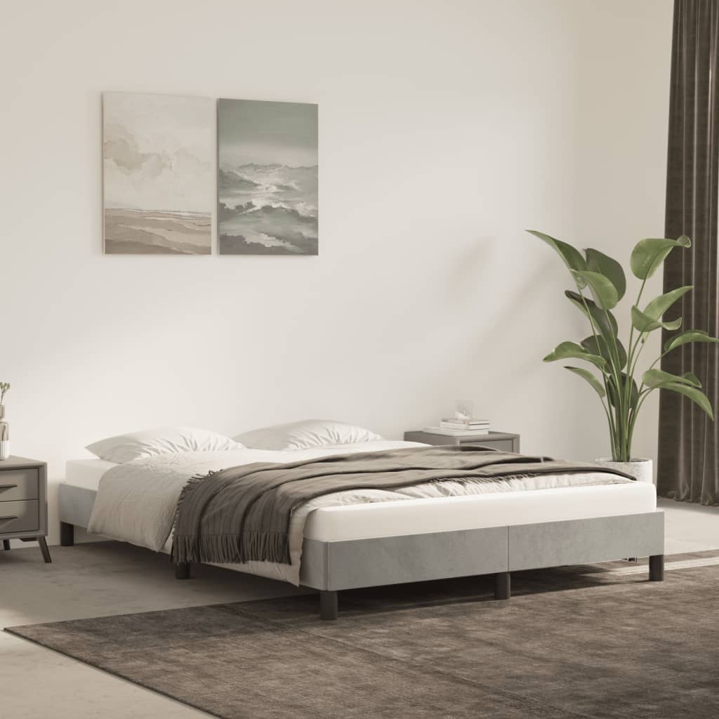 Sengeramme uden madras Lysegrå 140x190 cm Fløjl