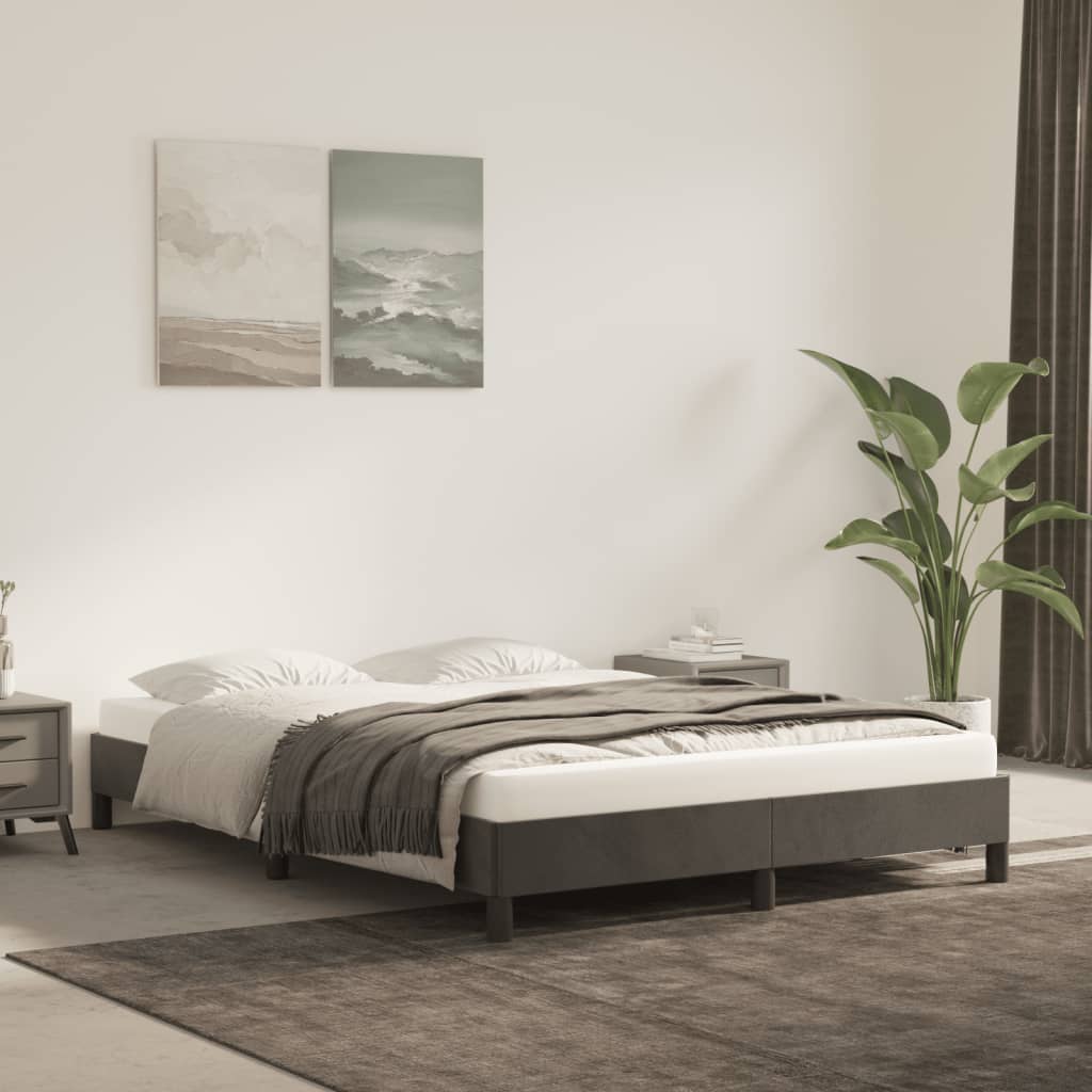 Sengeramme uden madras Mørkegrå 140x190 cm Fløjl