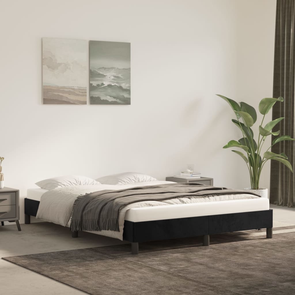 Sengeramme uden madras Sort 140x190 cm Fløjl