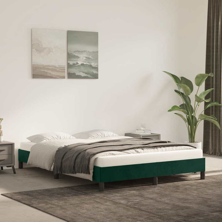 Sengeramme uden madras Mørkegrøn 140x190 cm Fløjl