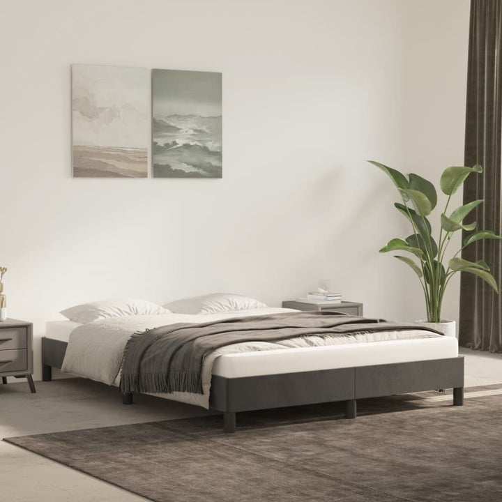 Sengeramme uden madras Mørkegrå 140x200 cm Fløjl