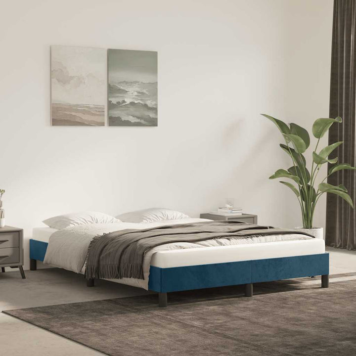 Sengeramme uden madras Mørkeblå 140x200 cm Fløjl