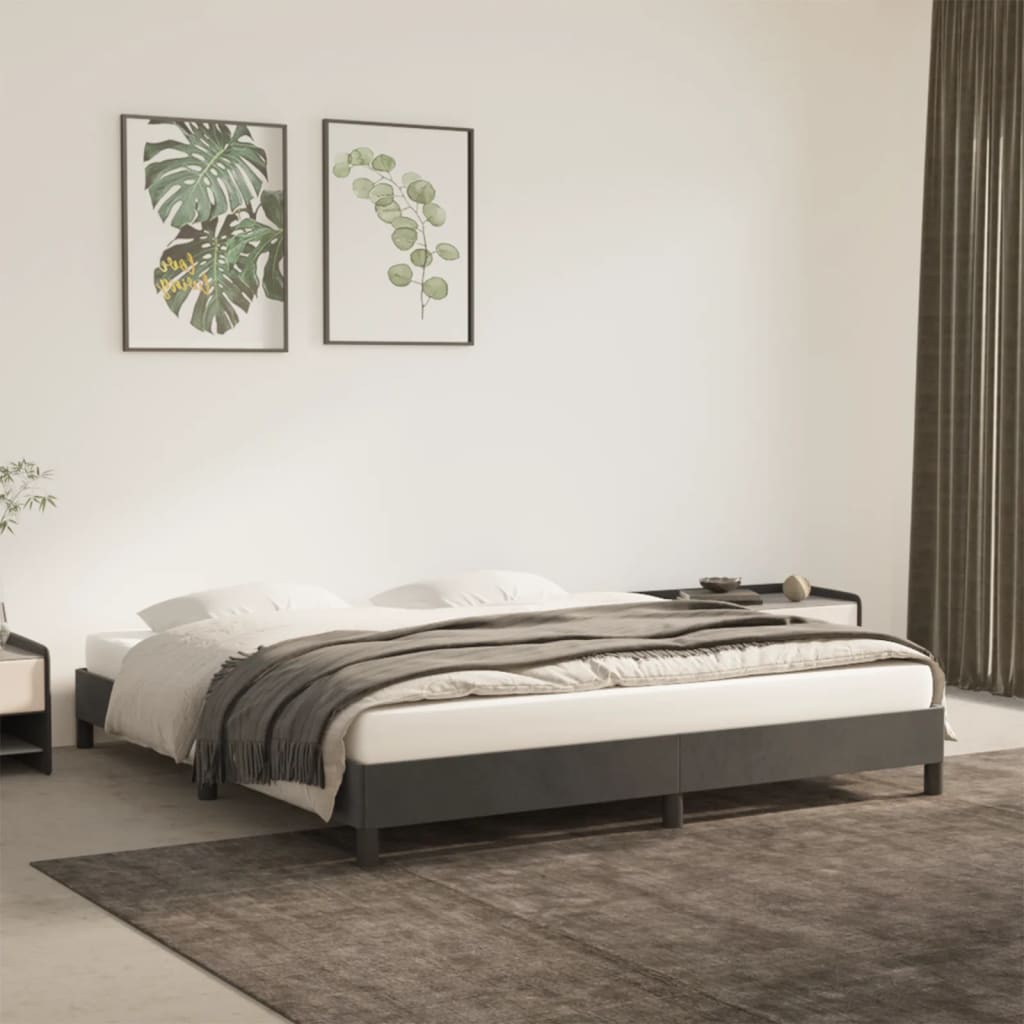 Sengeramme uden madras Mørkegrå 160x200 cm Fløjl