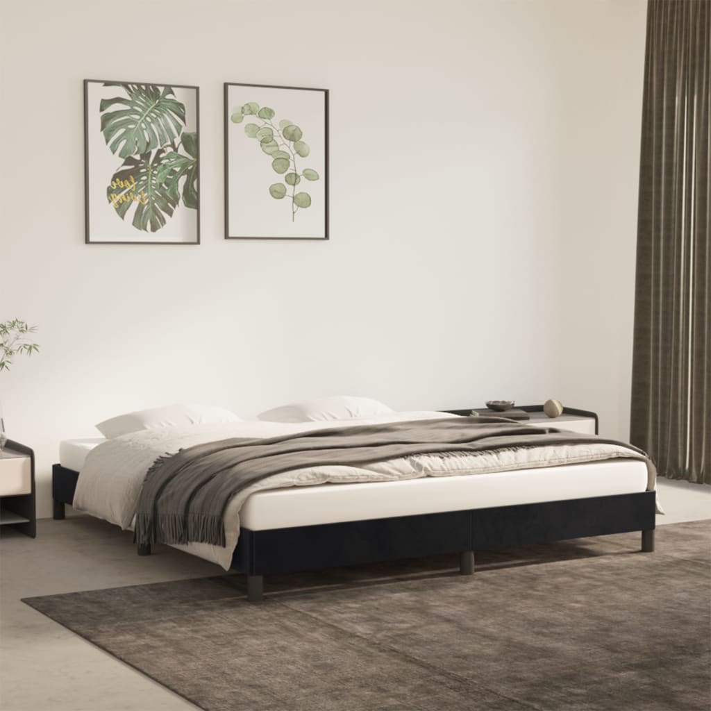 Sengeramme uden madras Sort 160x200 cm Fløjl