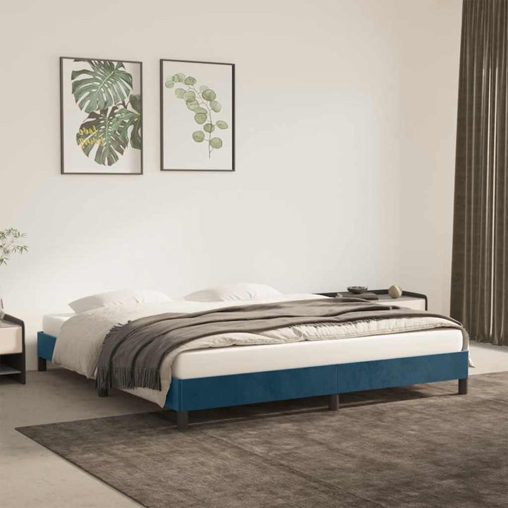 Sengeramme uden madras Mørkeblå 160x200 cm Fløjl