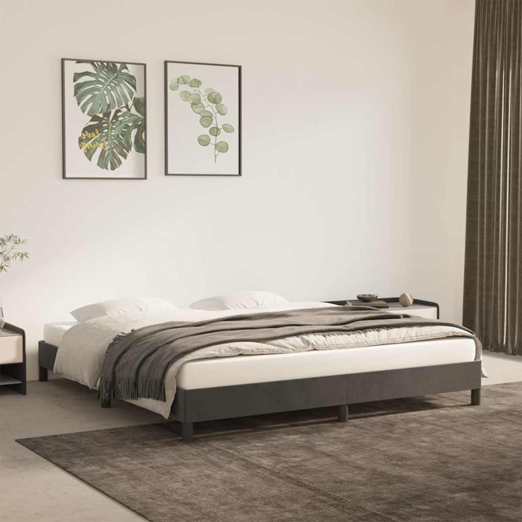Sengeramme uden madras Mørkegrå 180x200 cm Fløjl