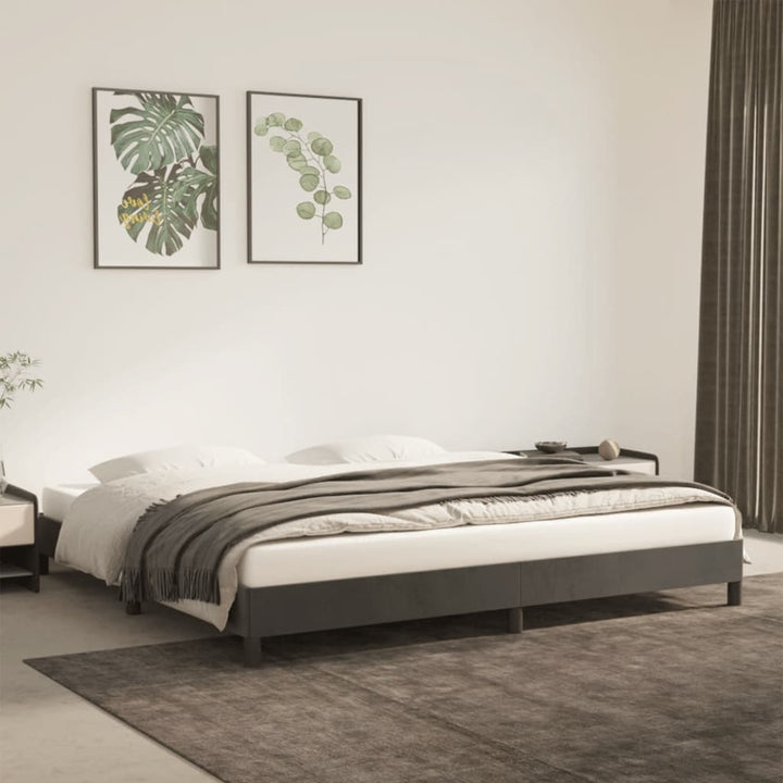 Sengeramme uden madras Mørkegrå 200x200 cm Fløjl