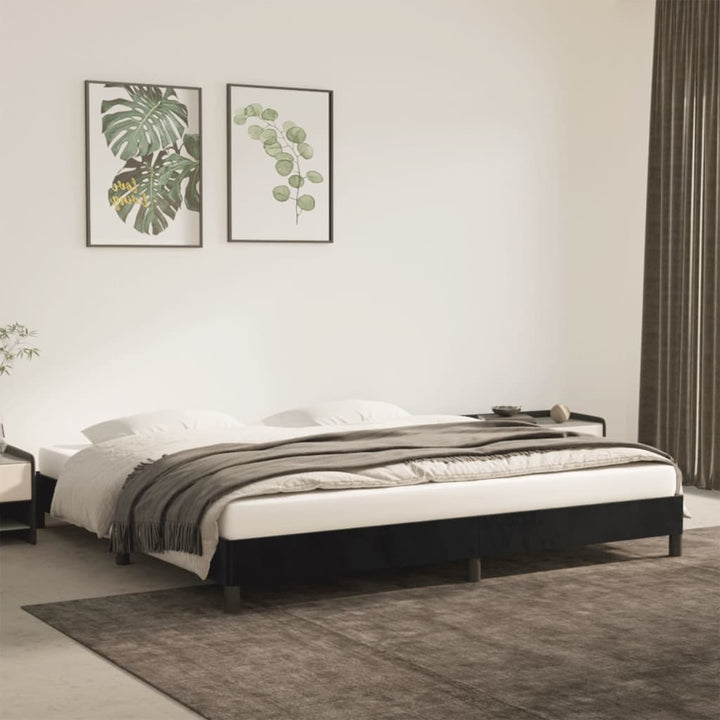 Sengeramme uden madras Sort 200x200 cm Fløjl