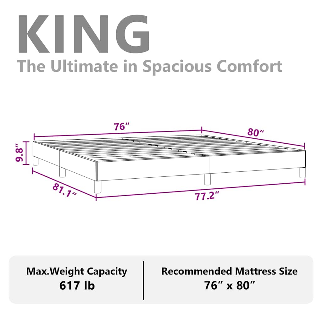 sengestel uden madras mørkegrå 193x203 cm kingsize velour