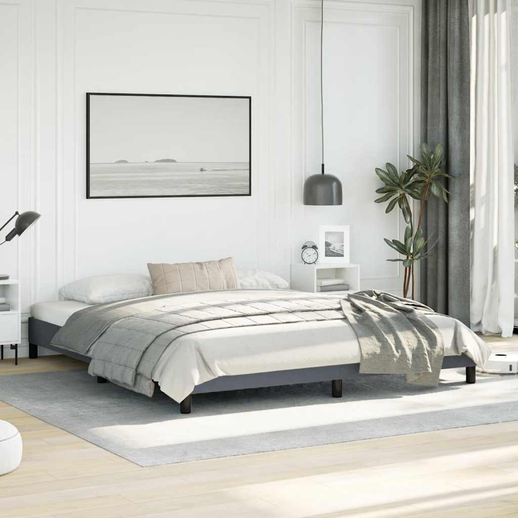sengestel uden madras mørkegrå California king size velour