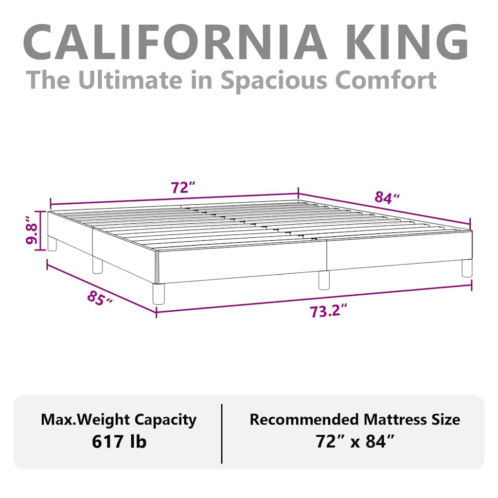 sengestel uden madras mørkegrå California king size velour