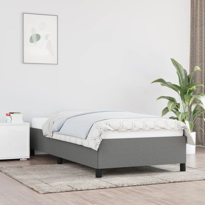 Sengeramme uden madras Mørkegrå 90x190 cm Stof