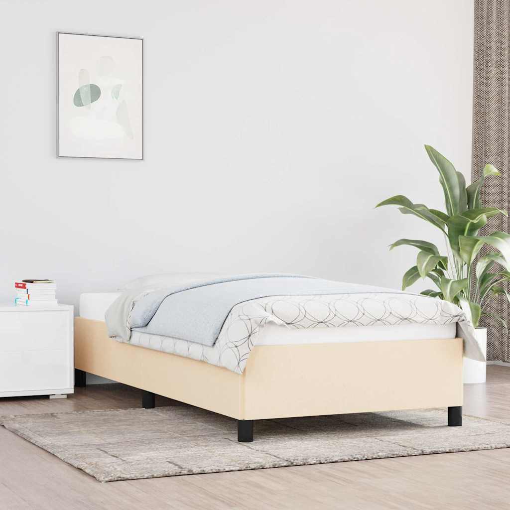 sengeramme uden madras 90x190 cm stof cremefarvet