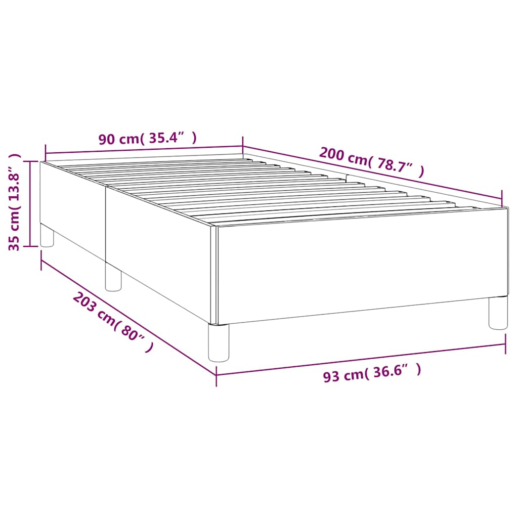sengeramme uden madras 90x200 cm stof cremefarvet