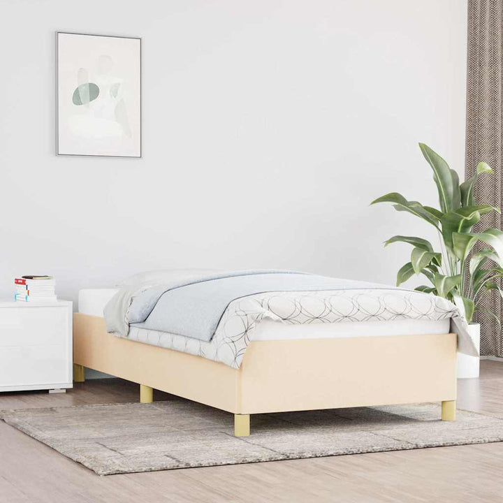 sengeramme uden madras 90x200 cm stof cremefarvet