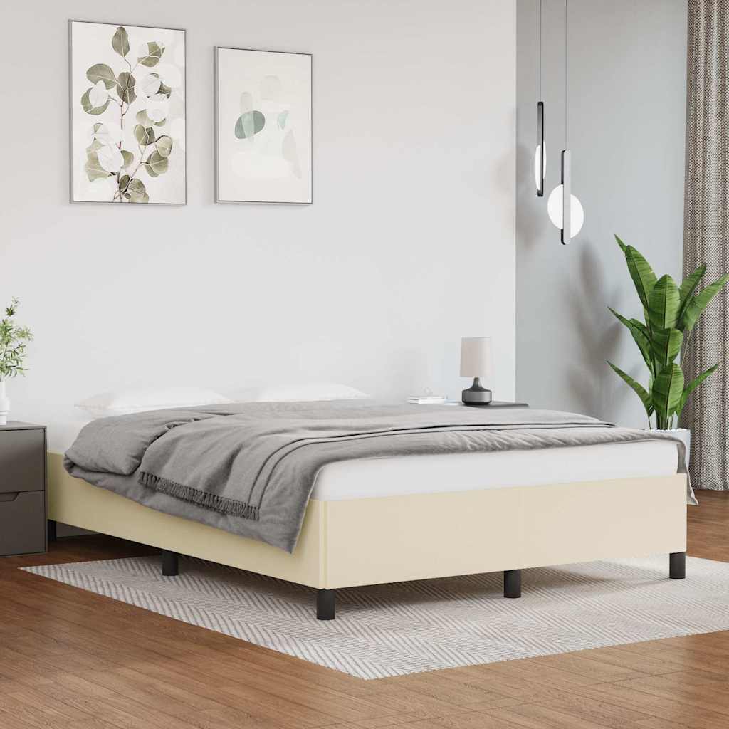 sengeramme 140x200 cm kunstlæder cremefarvet