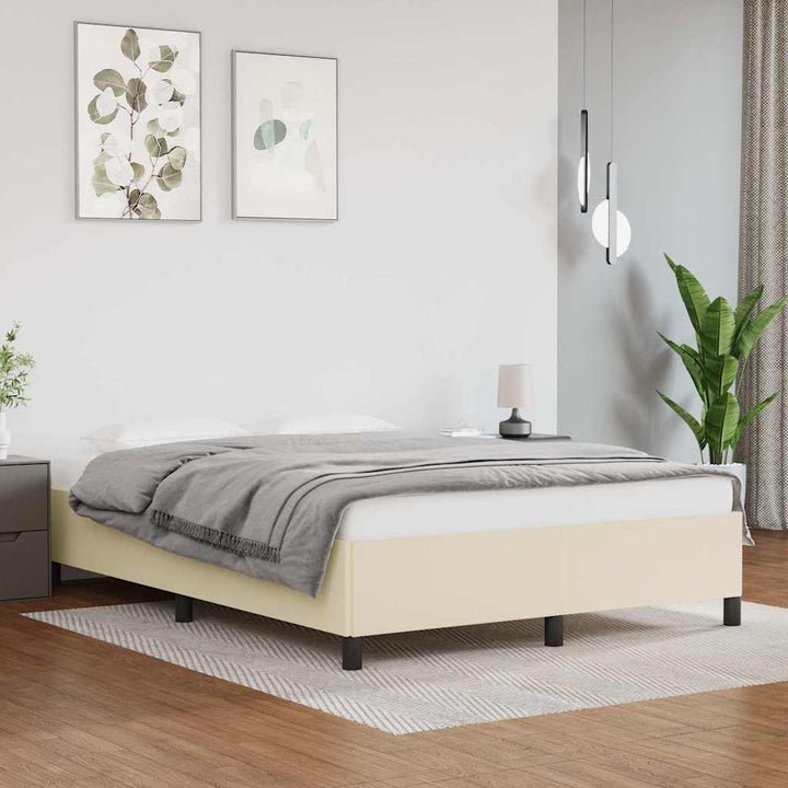 sengeramme 140x200 cm kunstlæder cremefarvet