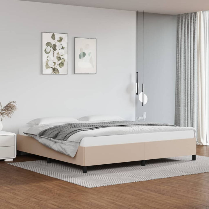 sengeramme uden madras 200x200 cm kunstlæder cappuccinofarvet