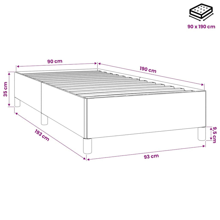 Sengeramme uden madras Mørkegrå 90x190 cm Fløjl