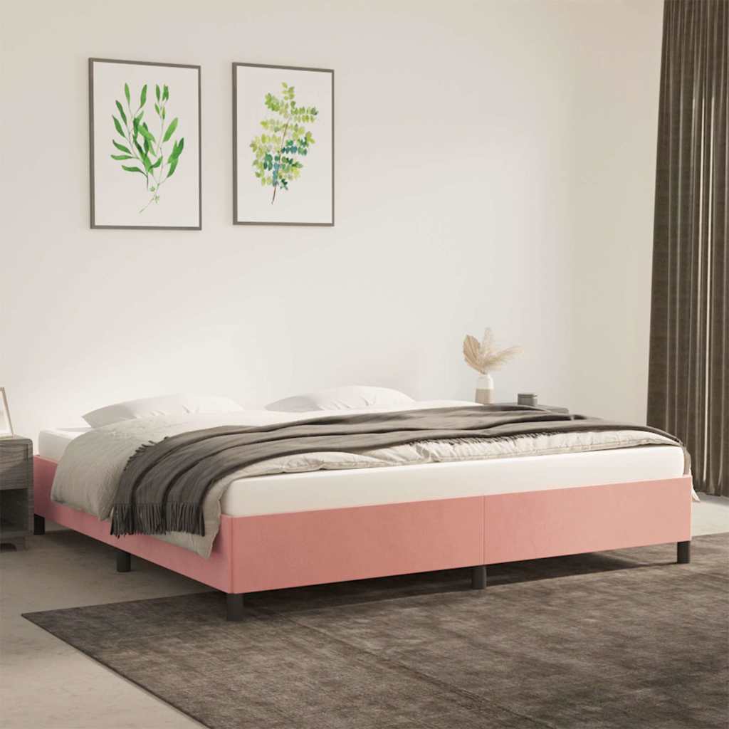 sengeramme uden madras 200x200 cm fløjl pink