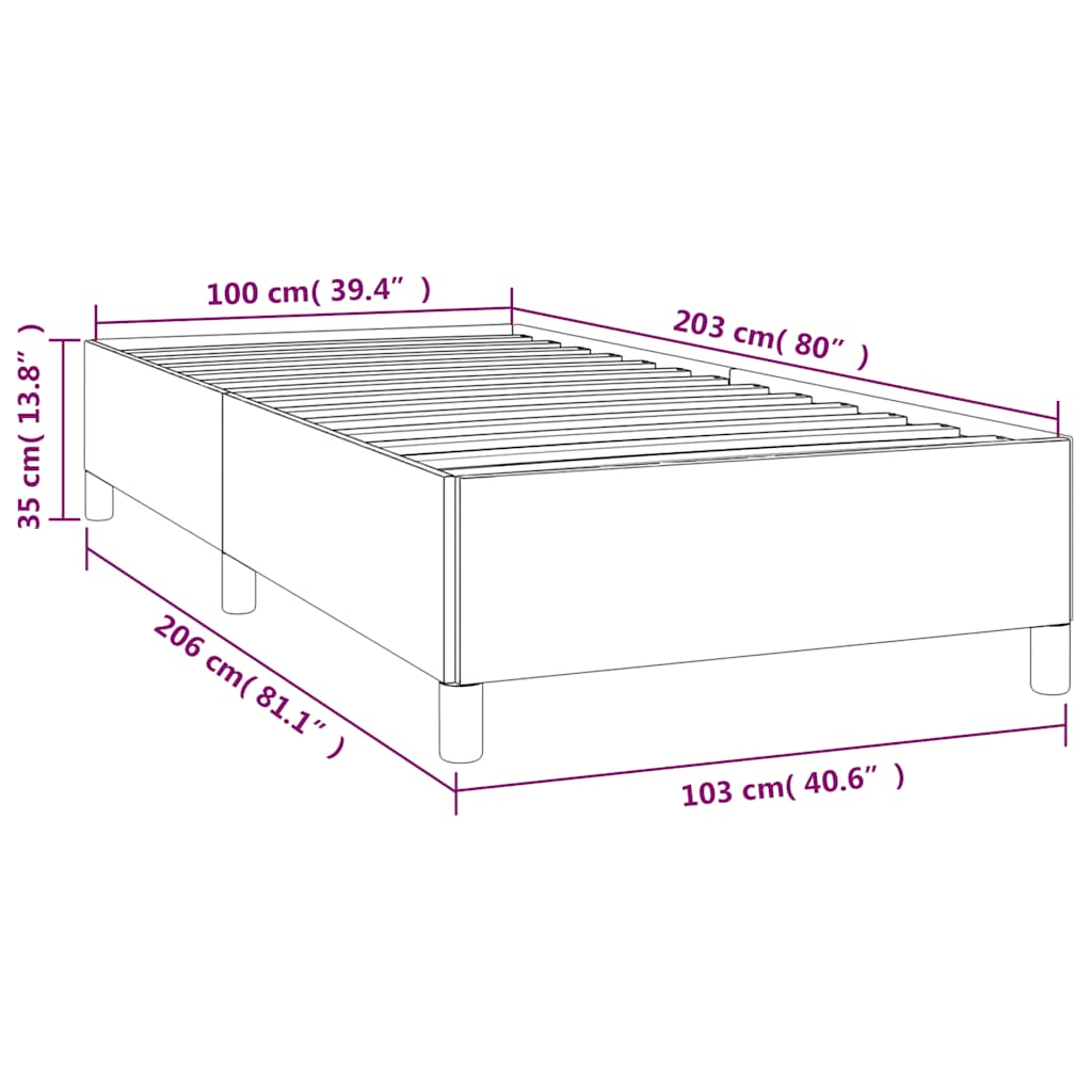 sengestel uden madras lysegrå 100x203 cm Twin XL fløjl