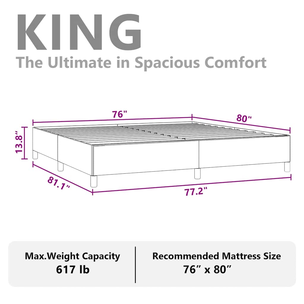 sengestel uden madras lysegrå 193x203 cm kingsize velour