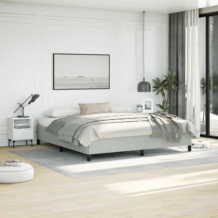 sengestel uden madras lysegrå 193x203 cm kingsize velour