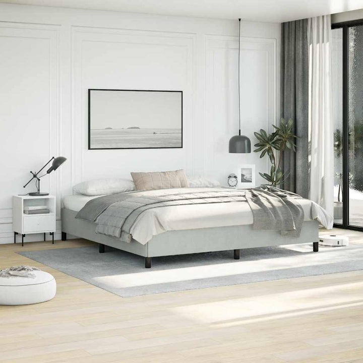 sengestel uden madras lysegrå 193x203 cm kingsize velour