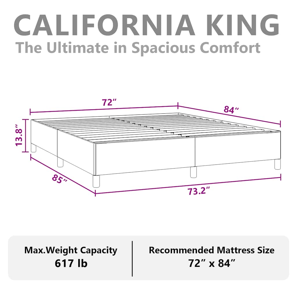sengestel uden madras lysegrå California King velour