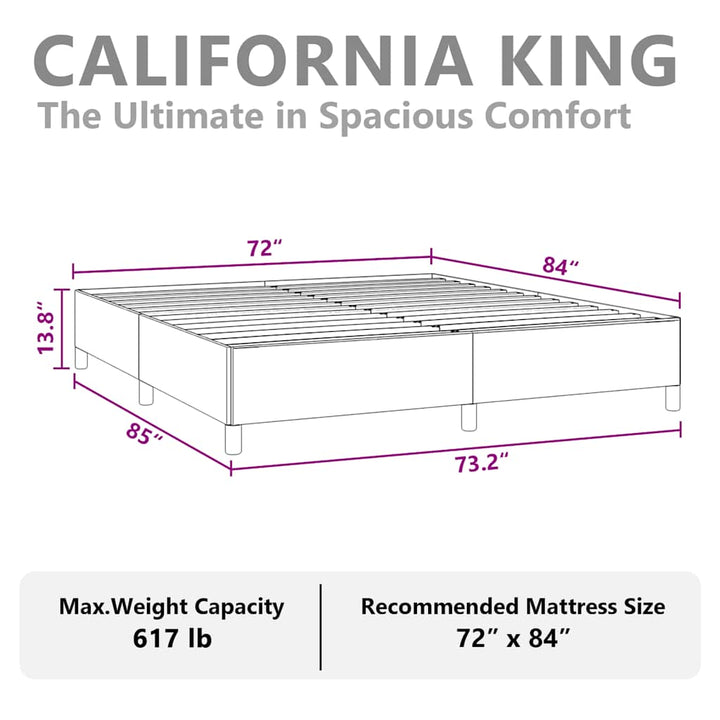 sengestel uden madras lysegrå California King velour