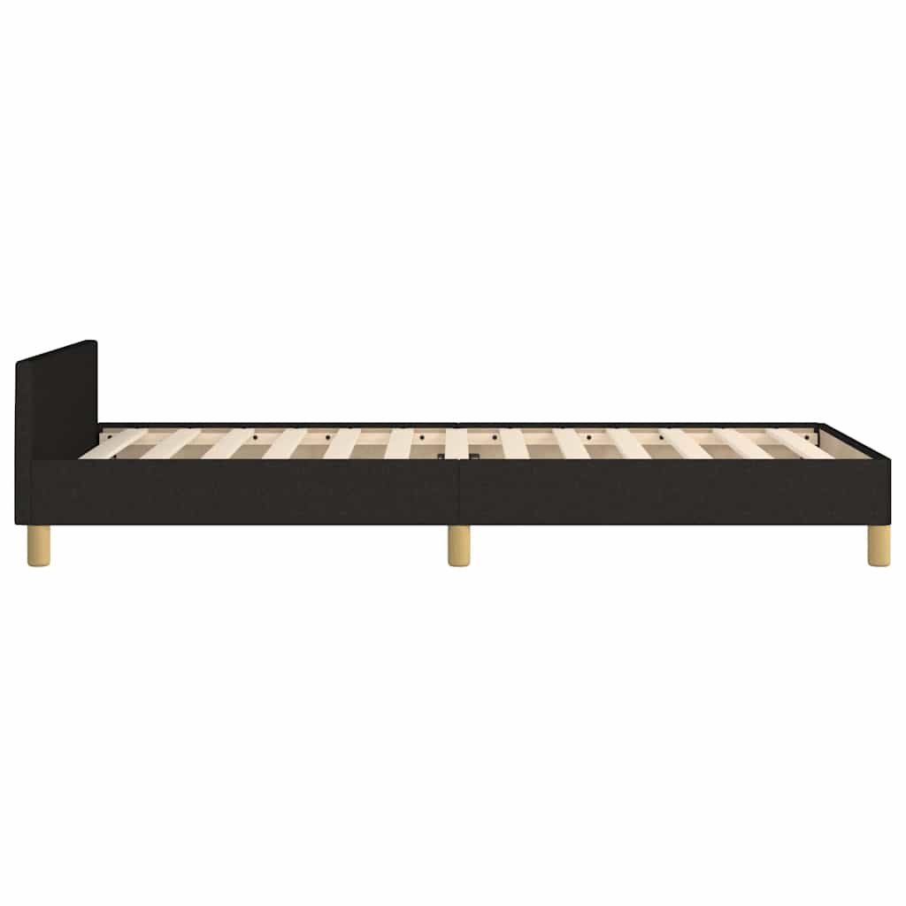 Sengeramme med hovedgærde uden madras Sort 90x200 cm Stof