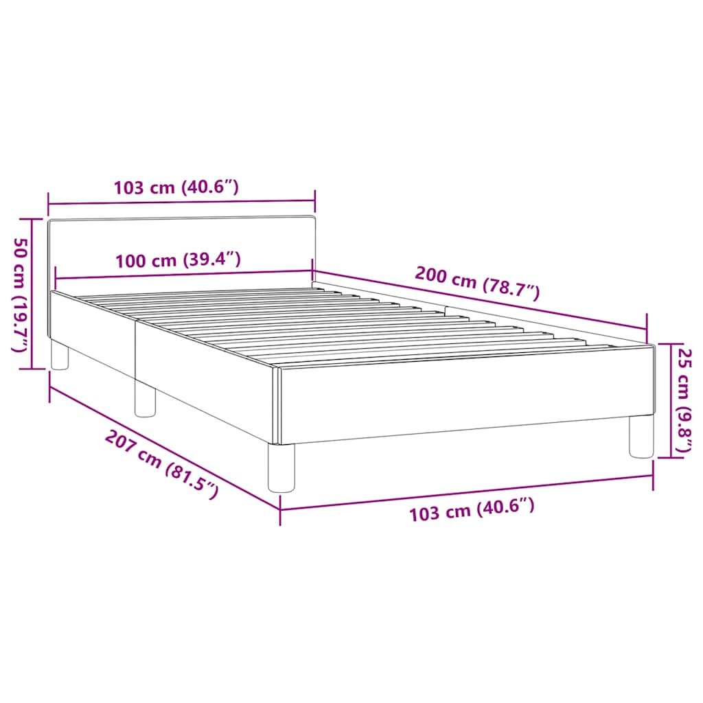 Sengeramme uden madras Taupe 100x200 cm Stof