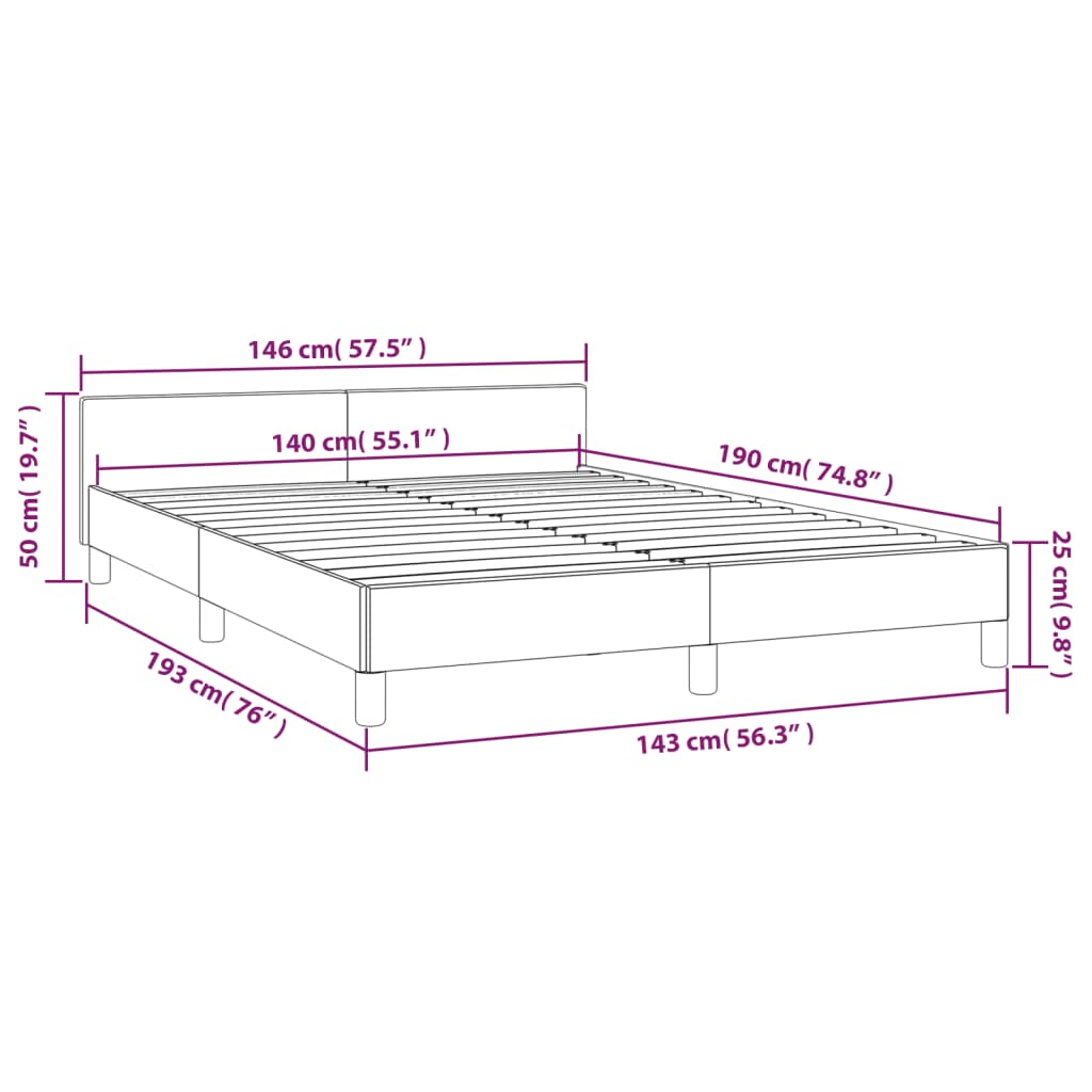 sengeramme uden madras 140x190 cm stof sort